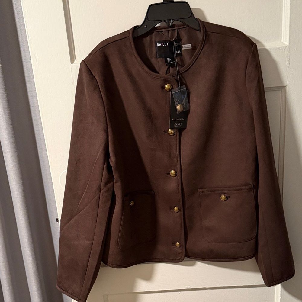 NWT Bailey 44 Faux Suede Jacket Chocolate Brown Womens Size Large